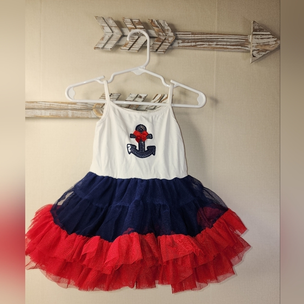 6-9 Month Girls Nautical Themed Dress with Anchor Design